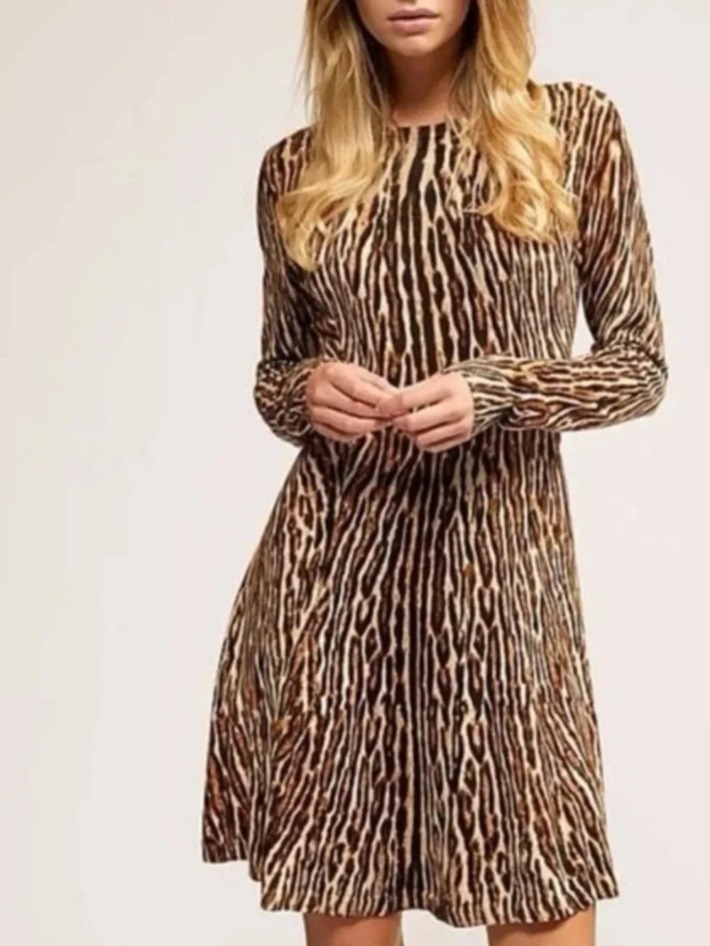Michael Kors Brown  Long-Sleeve Animal Print